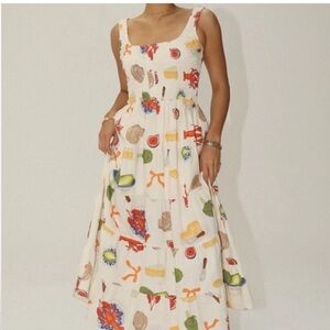 bailey rose buon appetito food print midi smoked dress size small